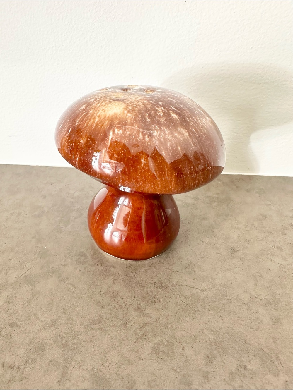 Glazed Ceramic Mushroom Salt or Pepper Shaker Accent Sculpture - Brown Drip 4” - Picture 13 of 14